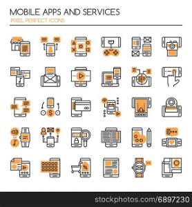 Mobile Apps and Service , Thin Line and Pixel Perfect Icons