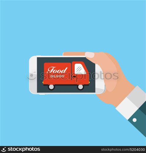 Mobile Apps Concept Online Food Delivery, Shopping, E-Commerce in Modern Flat Style Vector Illustration EPS10. Mobile Apps Concept Online Food Delivery, Shopping, E-Commerce i