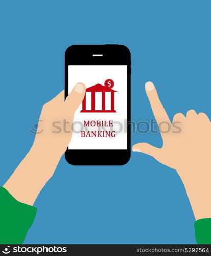 Mobile Bank Concept on Blue Background. Vector Illustration. EPS10. Mobile Bank Concept Vector Illustration