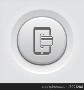 Mobile Banking Icon. Business Concept. Mobile Banking Icon. Business Concept. Grey Button Design