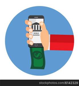 Mobile Banking Payment Flat Concept Vector Illustration. EPS10