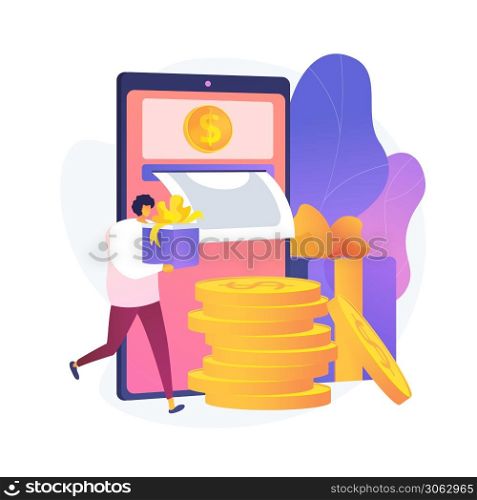 Mobile banking. Return money from purchases. Conduct financial transactions remotely with mobile device. Vector isolated concept metaphor illustration. Mobile banking vector concept metaphor