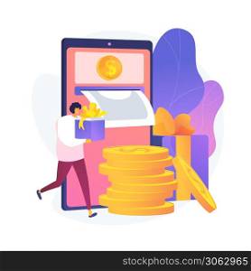 Mobile banking. Return money from purchases. Conduct financial transactions remotely with mobile device. Vector isolated concept metaphor illustration. Mobile banking vector concept metaphor