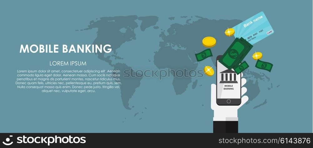 Mobile Banking Vector illustration. Flat computing background. EPS10. Mobile Banking Vector illustration. Flat computing background.