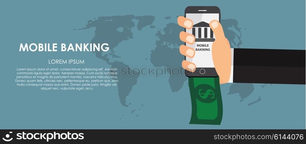 Mobile Banking Vector illustration. Flat computing background. EPS10. Mobile Banking Vector illustration. Flat computing background.