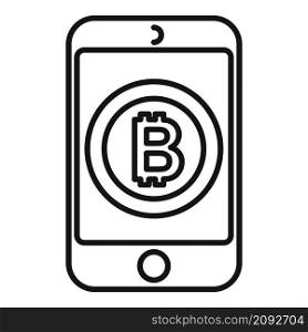 Mobile bitcoin icon outline vector. Digital cryptocurrency. Phone money. Mobile bitcoin icon outline vector. Digital cryptocurrency