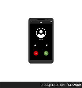 Mobile call screnn template. Incoming phone call. The smartphone icon flat on an isolated white background. EPS 10 vector. Mobile call screnn template. Incoming phone call. The smartphone icon flat on an isolated white background. EPS 10 vector.