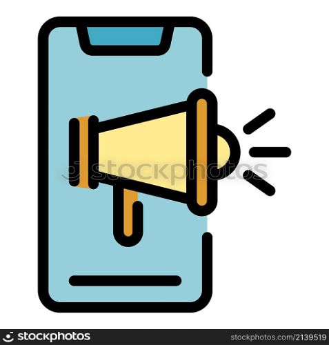 Mobile campaign icon. Outline mobile campaign vector icon color flat isolated. Mobile campaign icon color outline vector