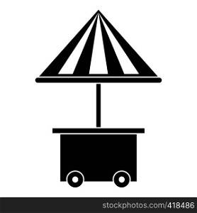 Mobile cart with umbrella for sale food icon. Simple illustration of vector icon for web. Mobile cart with umbrella for sale food icon