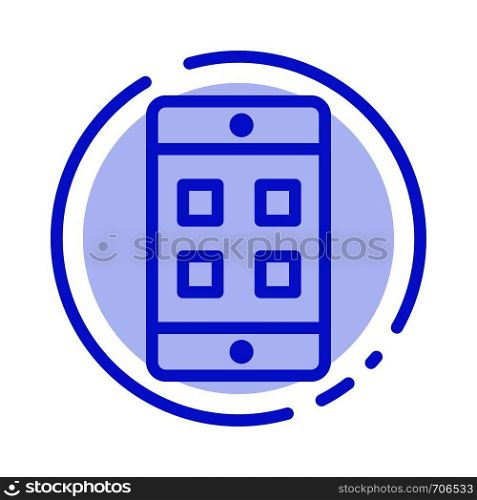 Mobile, Cell, Box Blue Dotted Line Line Icon