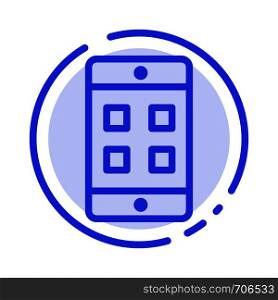 Mobile, Cell, Box Blue Dotted Line Line Icon