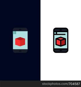 Mobile, Cell, Box, Technology Icons. Flat and Line Filled Icon Set Vector Blue Background