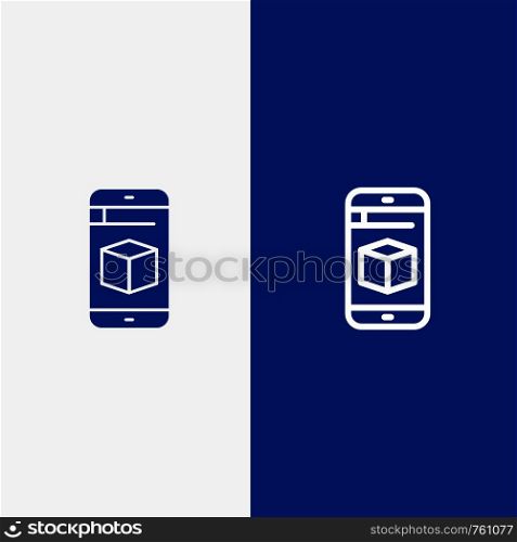 Mobile, Cell, Box, Technology Line and Glyph Solid icon Blue banner Line and Glyph Solid icon Blue banner