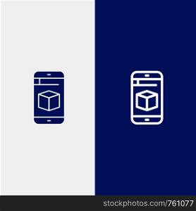 Mobile, Cell, Box, Technology Line and Glyph Solid icon Blue banner Line and Glyph Solid icon Blue banner