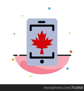 Mobile, Cell, Canada, Leaf Abstract Flat Color Icon Template