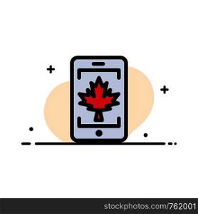 Mobile, Cell, Canada, Leaf Business Flat Line Filled Icon Vector Banner Template