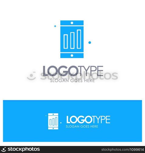 Mobile, Cell, Chart Blue Solid Logo with place for tagline
