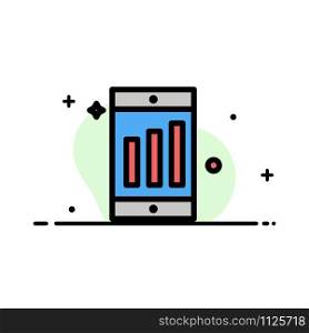 Mobile, Cell, Chart Business Flat Line Filled Icon Vector Banner Template
