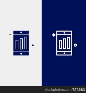 Mobile, Cell, Chart Line and Glyph Solid icon Blue banner Line and Glyph Solid icon Blue banner