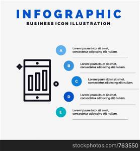 Mobile, Cell, Chart Line icon with 5 steps presentation infographics Background