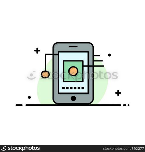 Mobile, Cell, Hardware, Network Business Flat Line Filled Icon Vector Banner Template