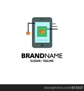 Mobile, Cell, Hardware, Network Business Logo Template. Flat Color