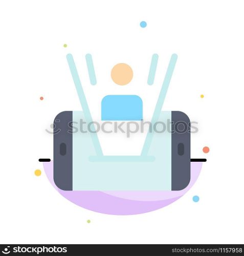 Mobile, Cell, Man, Technology Abstract Flat Color Icon Template