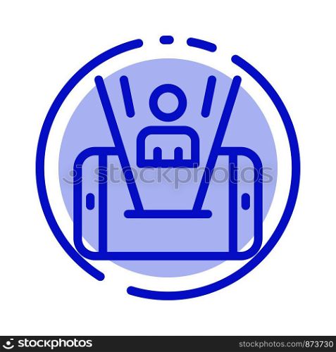 Mobile, Cell, Man, Technology Blue Dotted Line Line Icon