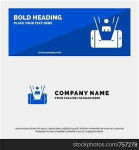 Mobile, Cell, Man, Technology SOlid Icon Website Banner and Business Logo Template