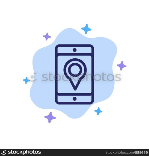 Mobile, Cell, Map, Location Blue Icon on Abstract Cloud Background