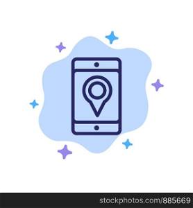 Mobile, Cell, Map, Location Blue Icon on Abstract Cloud Background