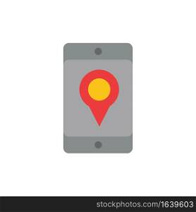 Mobile, Cell, Map, Location  Flat Color Icon. Vector icon banner Template