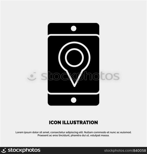 Mobile, Cell, Map, Location solid Glyph Icon vector