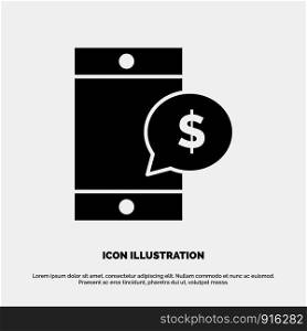 Mobile, Cell, Money, Dollar solid Glyph Icon vector