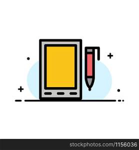 Mobile, Cell, Pencil, Design Business Flat Line Filled Icon Vector Banner Template