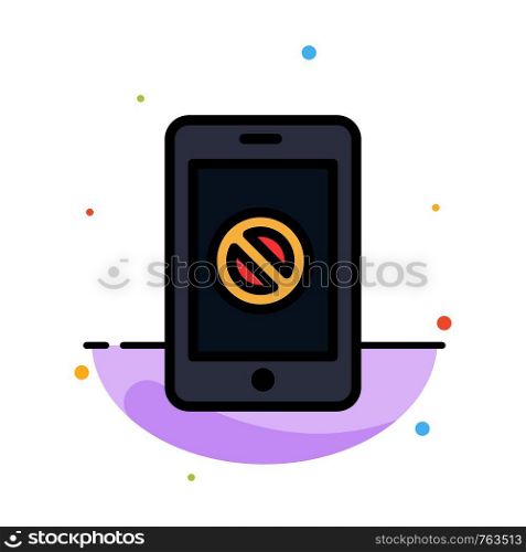 Mobile, Cell, Phone, No, No Mobile Abstract Flat Color Icon Template