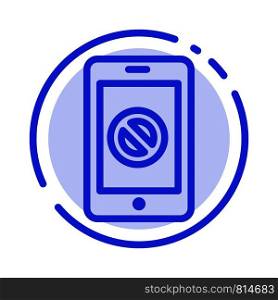 Mobile, Cell, Phone, No, No Mobile Blue Dotted Line Line Icon