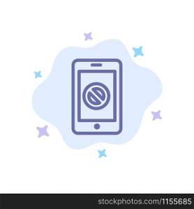 Mobile, Cell, Phone, No, No Mobile Blue Icon on Abstract Cloud Background