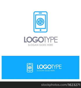 Mobile, Cell, Phone, No, No Mobile Blue outLine Logo with place for tagline