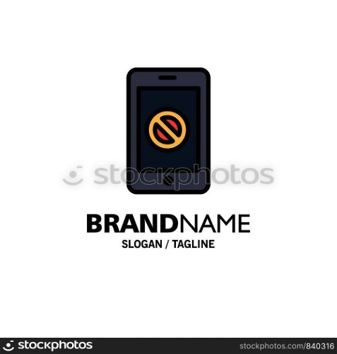Mobile, Cell, Phone, No, No Mobile Business Logo Template. Flat Color