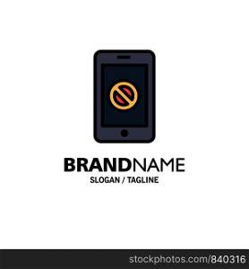 Mobile, Cell, Phone, No, No Mobile Business Logo Template. Flat Color