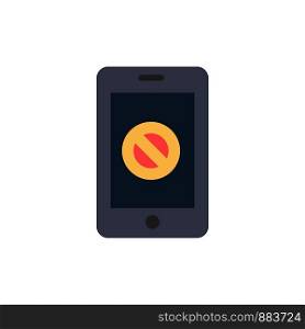 Mobile, Cell, Phone, No, No Mobile Flat Color Icon. Vector icon banner Template