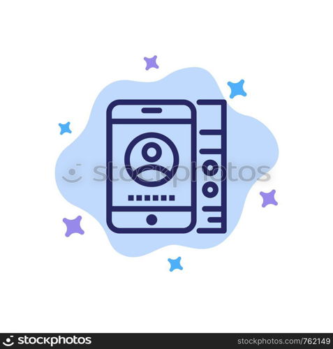 mobile, Cell, Service, Phone Blue Icon on Abstract Cloud Background