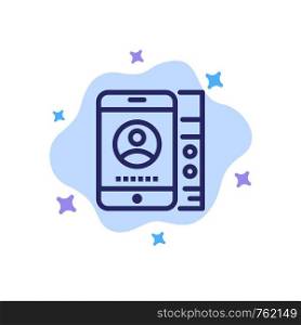 mobile, Cell, Service, Phone Blue Icon on Abstract Cloud Background