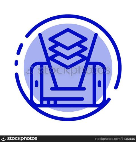 Mobile, Cell, Technology Blue Dotted Line Line Icon