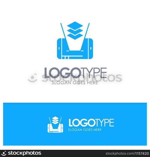 Mobile, Cell, Technology Blue Solid Logo with place for tagline