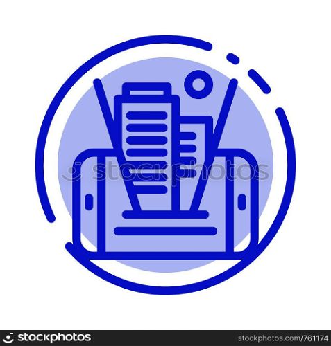 Mobile, Cell, Technology, Building Blue Dotted Line Line Icon