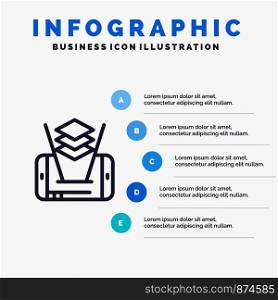 Mobile, Cell, Technology Line icon with 5 steps presentation infographics Background