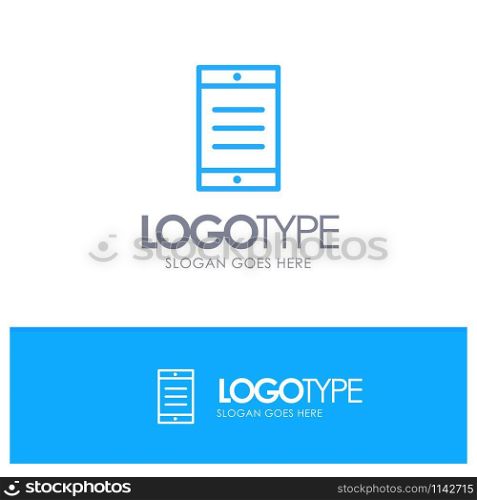 Mobile, Cell, Text Blue Outline Logo Place for Tagline