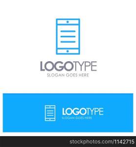 Mobile, Cell, Text Blue Outline Logo Place for Tagline